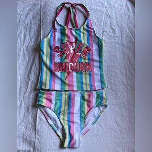 YMI Kids Super Unicorn Striped Bikini